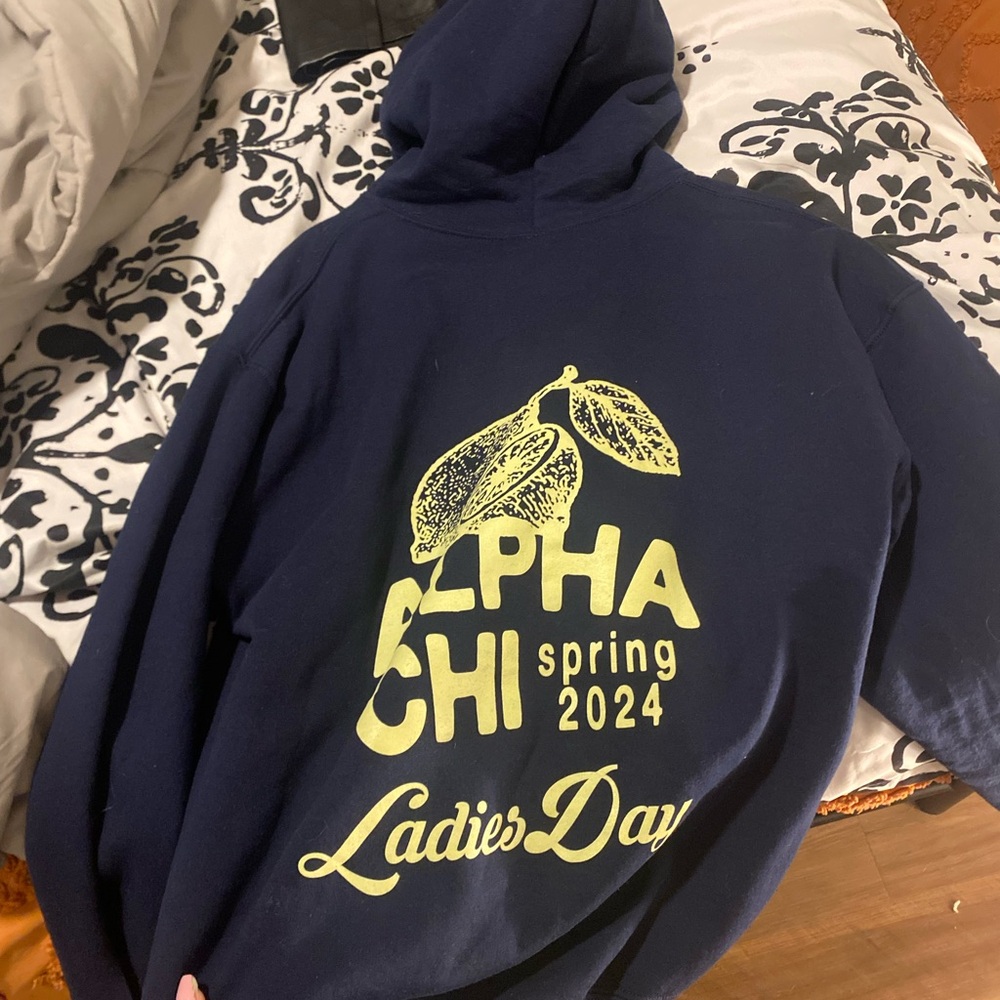 Navy Hoodie with Yellow Graphic